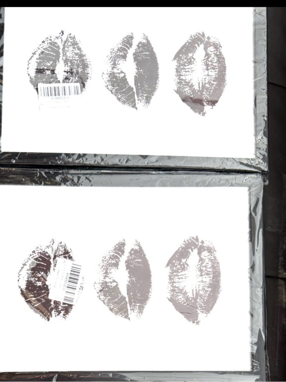 Source Unknown Neutral Lip Print Canvas Art – Gray Taupe Kiss Trio